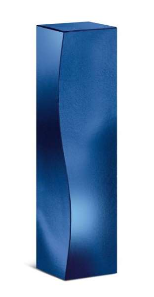 Geschenkkarton Skulptur Blaumetallic für Weinflasche