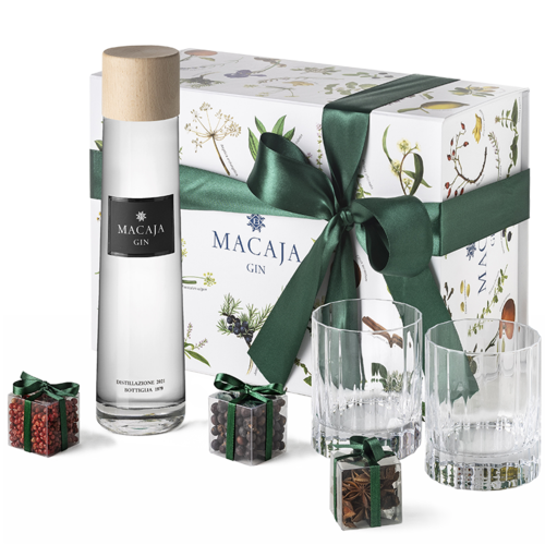 Macaja Gin Geschenkpackung mit 2 Gläser und Botanicals