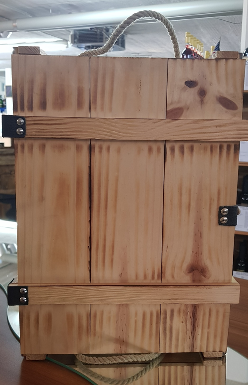 Holzkiste geflammt für 3 x 75cl