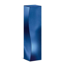 Geschenkkarton Skulptur Blaumetallic für Weinflasche