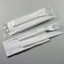 Besteckset 3-teilig glasklar 5 Pack à 50 Stk. Messer, Gabel, Serviette